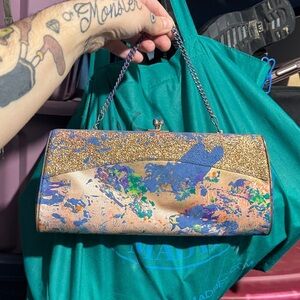 Gold and Multicolor Clutch Bag